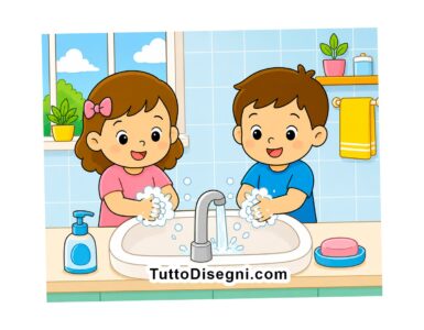 lavare le mani disegno a colori