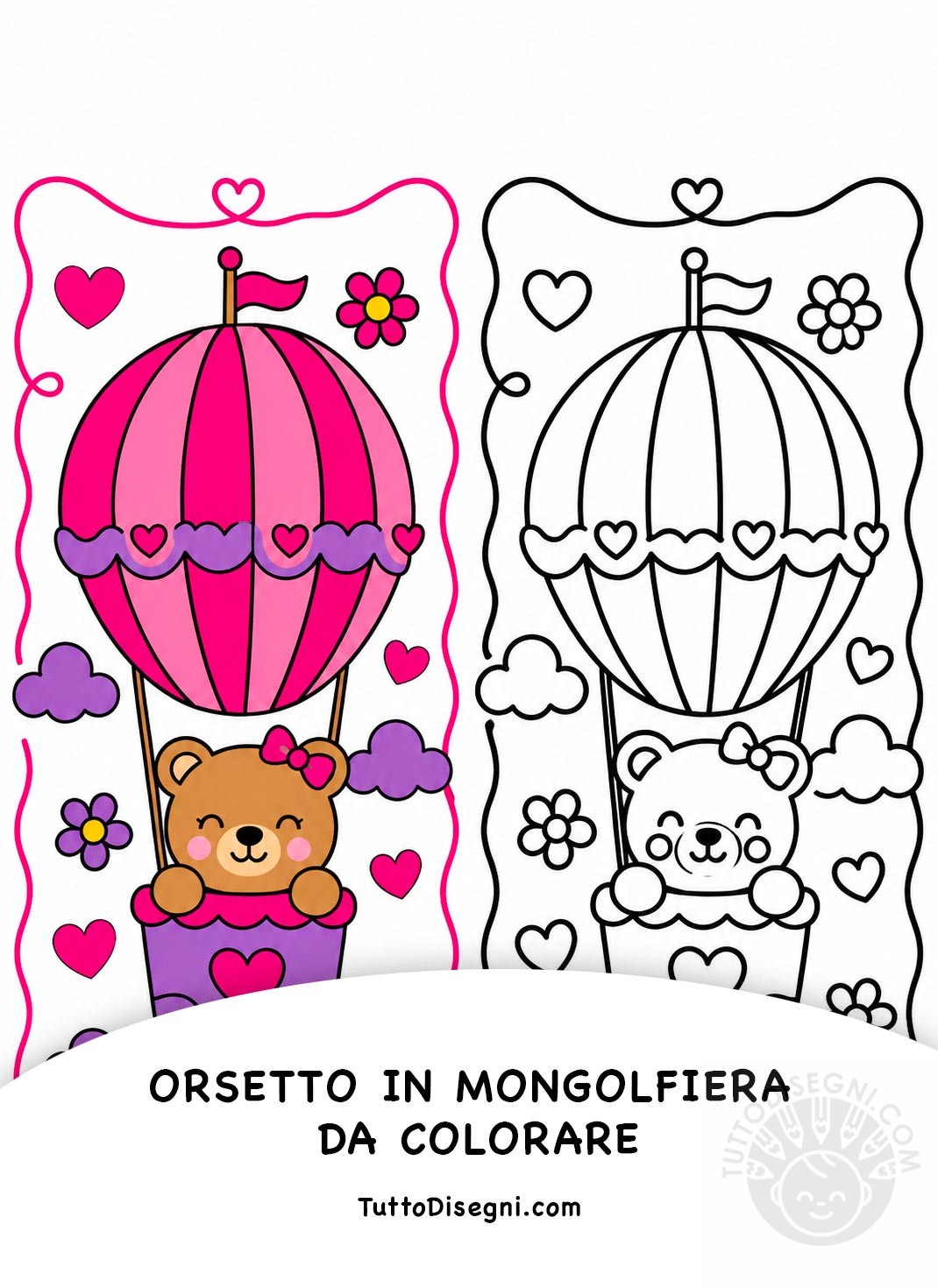 orsetto in mongolfiera da colorare