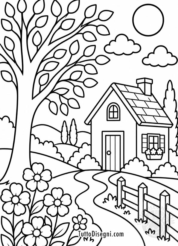 Paesaggio di campagna disegno per bambini 5 paesaggio di campagna da colorare 1