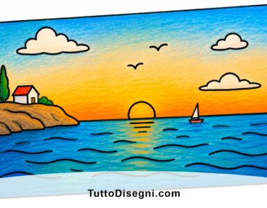 Paesaggio marino in linee stilizzate da colorare 7 paesaggio marittimo disegno