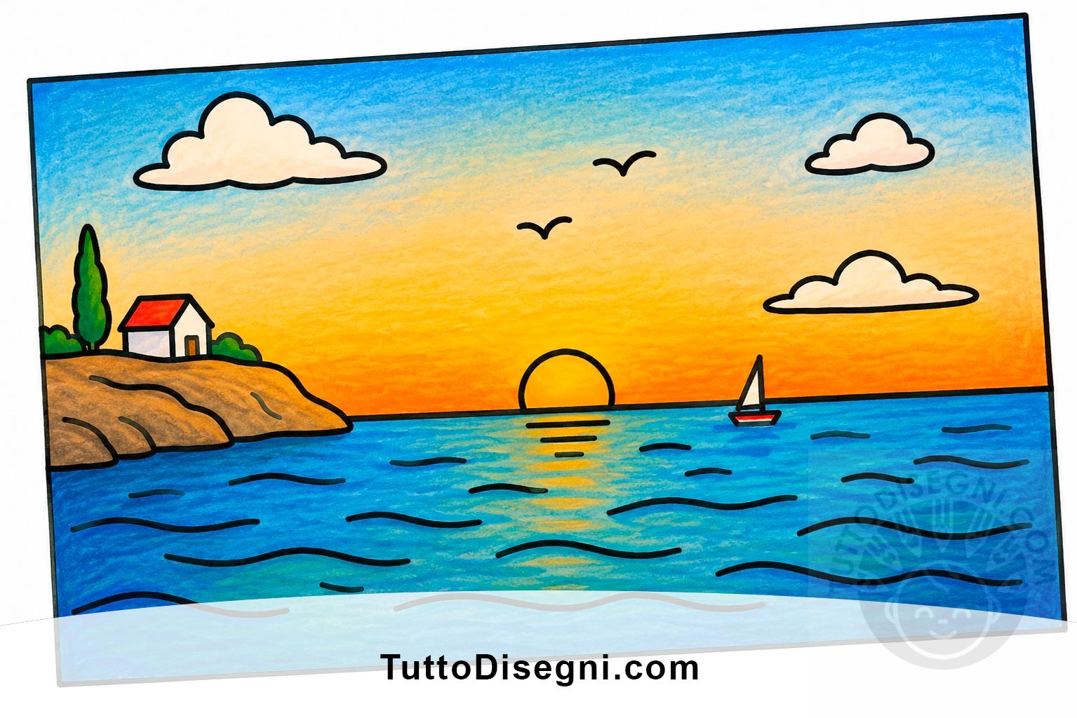 Paesaggio marino in linee stilizzate da colorare 5 paesaggio marittimo disegno