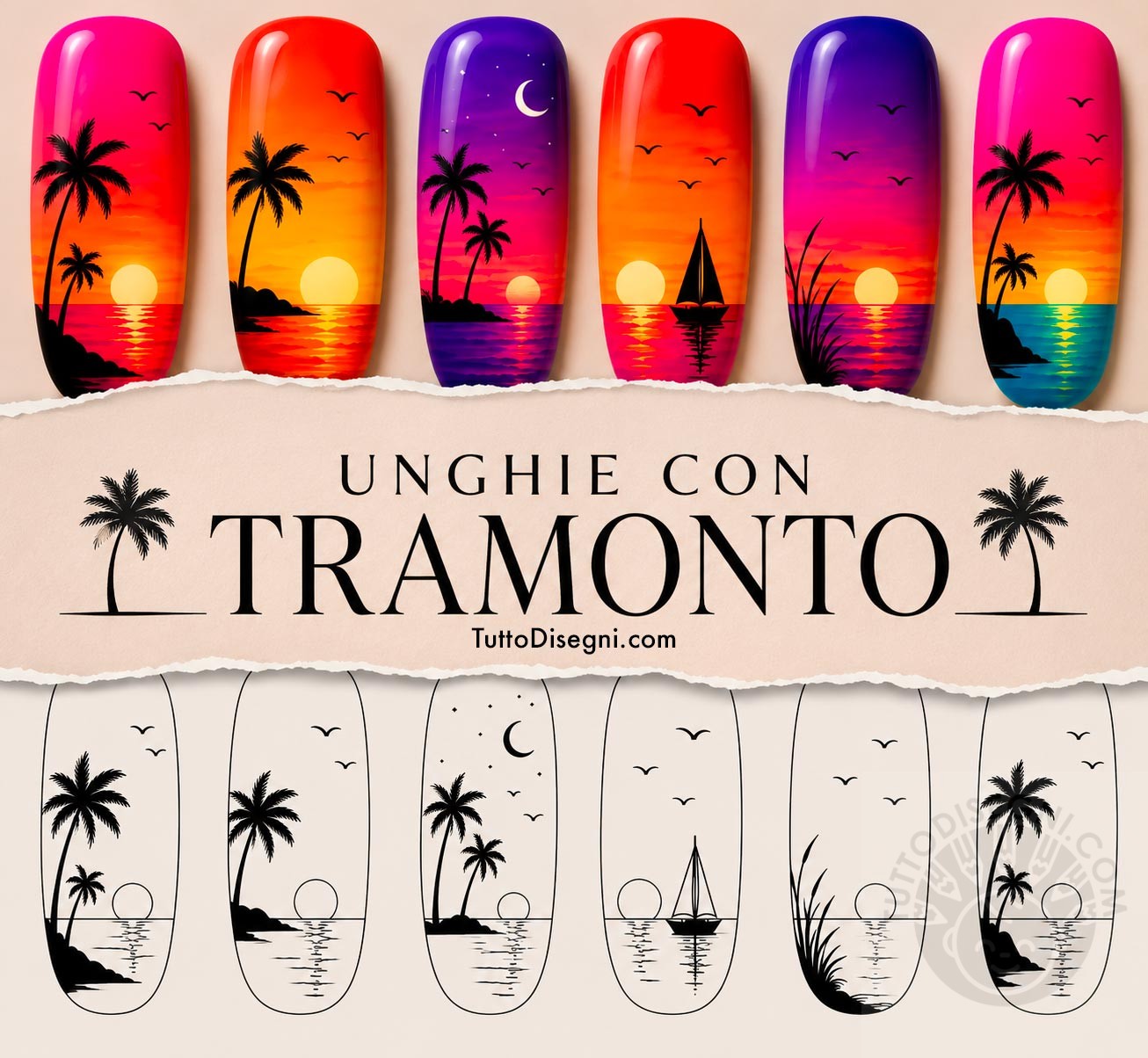Unghie con Tramonto: 6 Idee Nail Art Tropicali da Copiare 7 unghie con tramonto