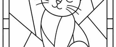 vetrata con gatto da colorare