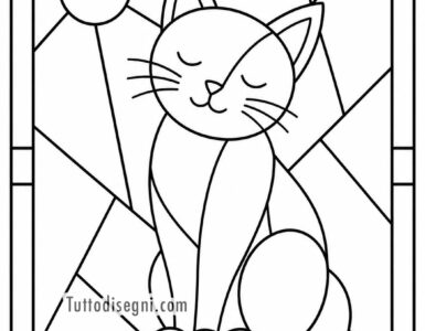 vetrata con gatto da colorare