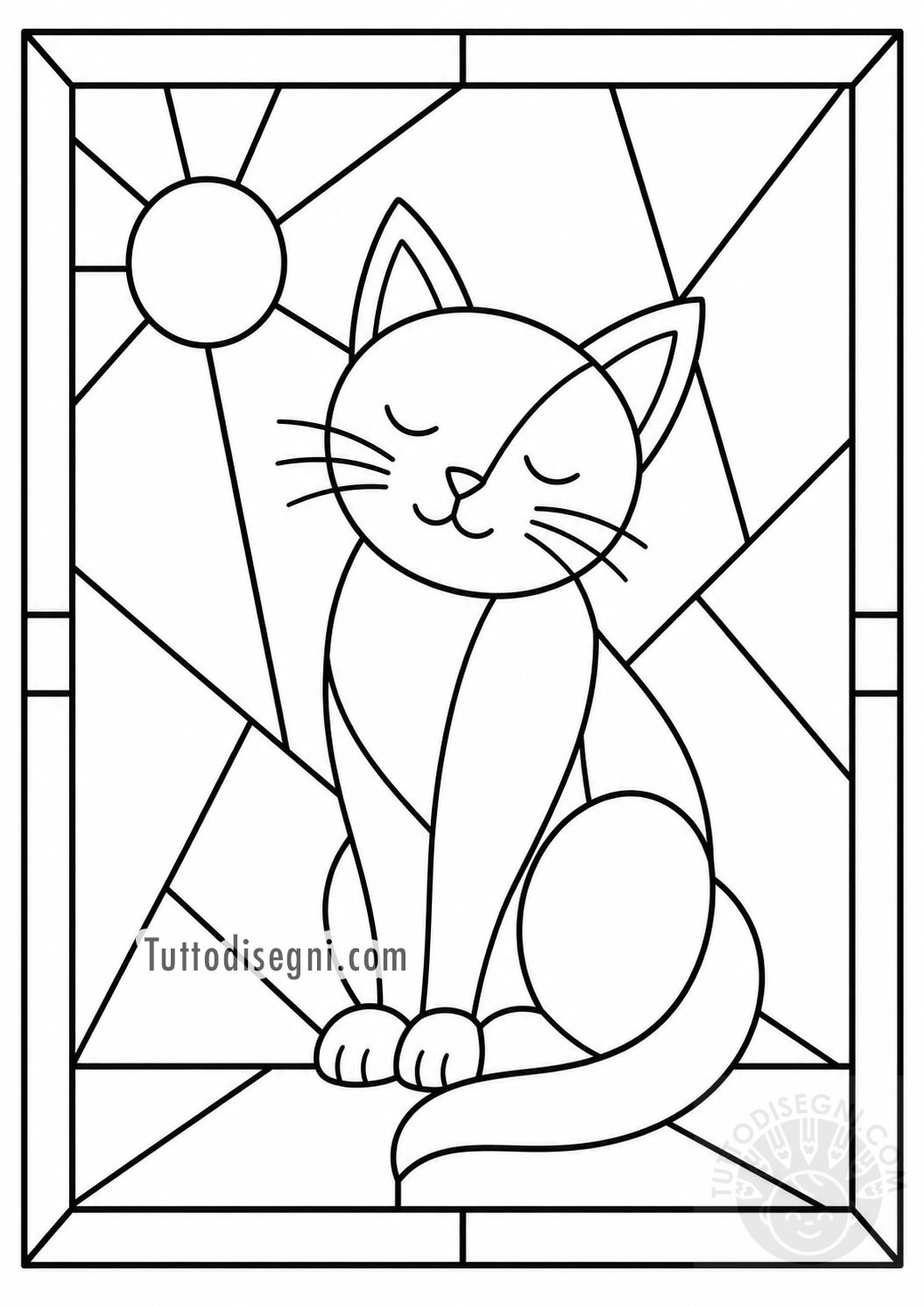 Vetrata con gatto da colorare 5 vetrata con gatto da colorare