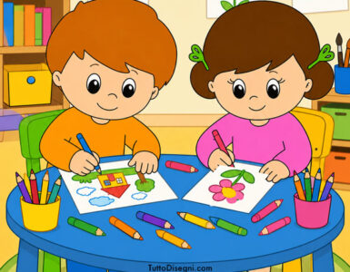 bambini che colorano