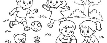 bambini che giocano da colorare