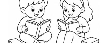 bambini che leggono da colorare