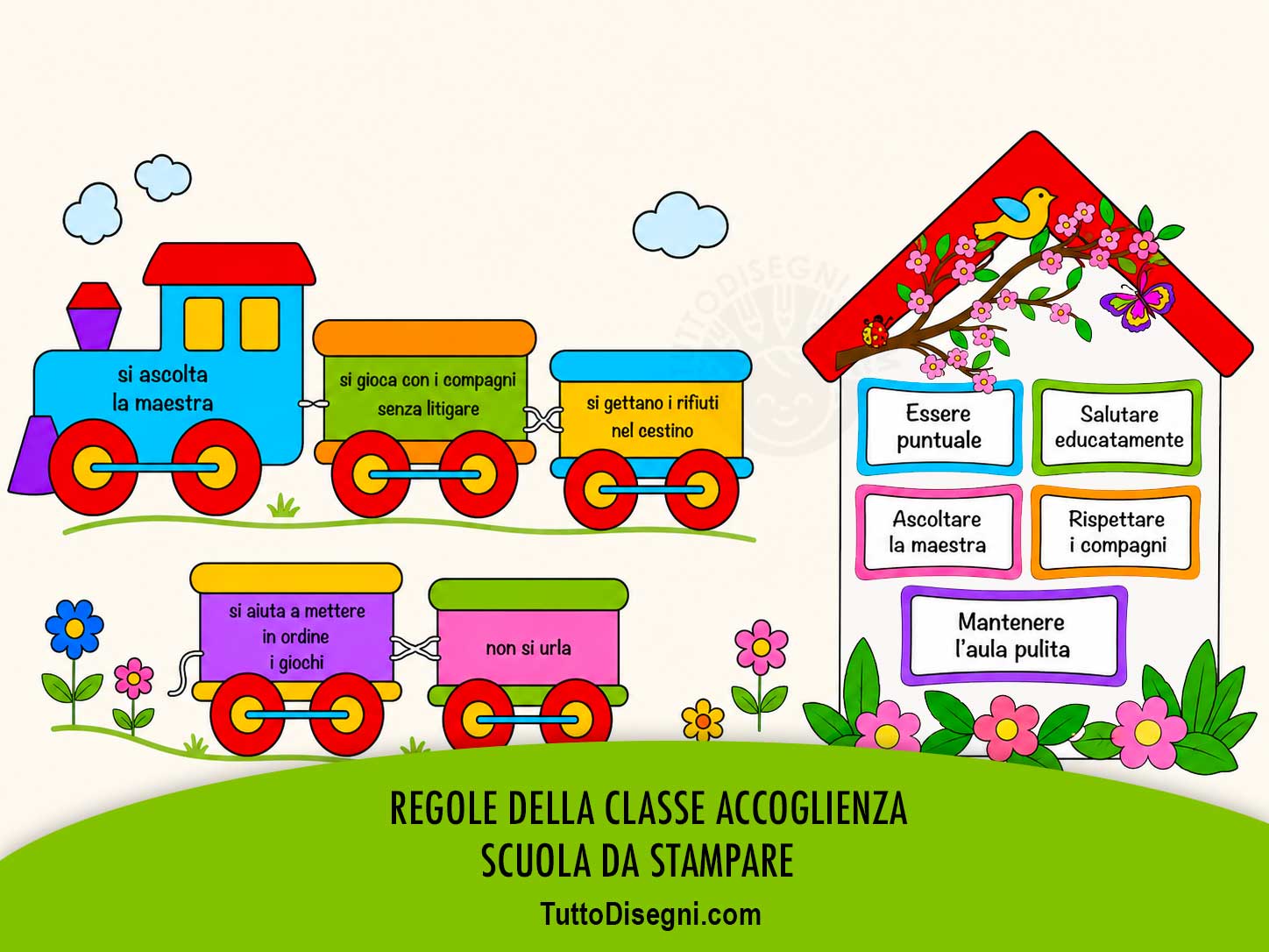 Accoglienza scuola: attività, addobbi, disegni e filastrocche 5 Regole della classe accoglienza scuola da stampare