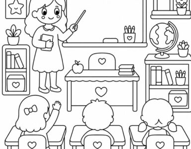 aula scolastica da colorare