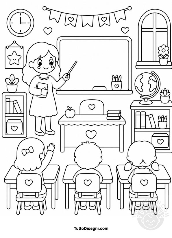 Aula Scolastica da Colorare 1 aula scolastica da colorare