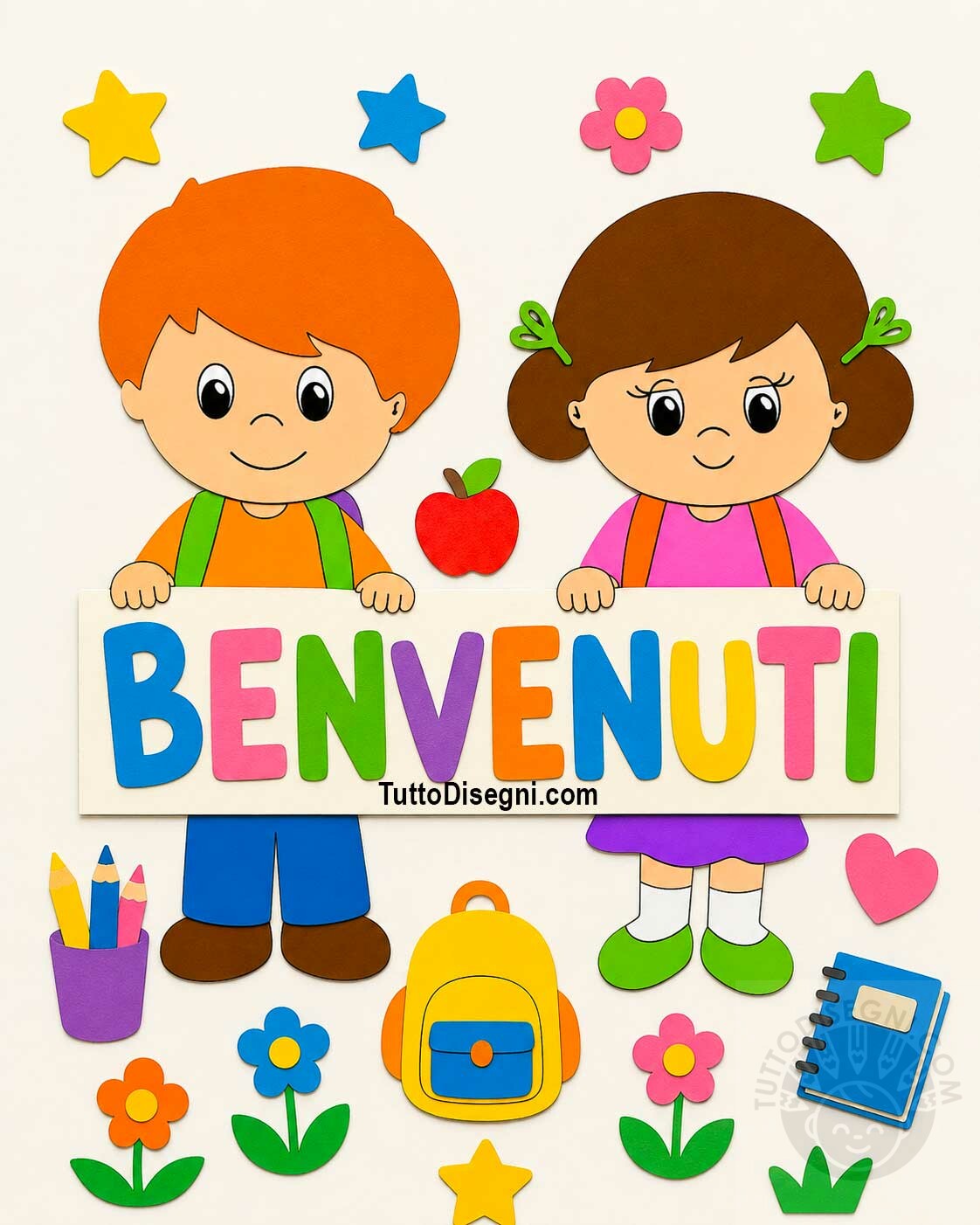Bambini con cartello di benvenuto 1 bambini con cartello di benvenuto