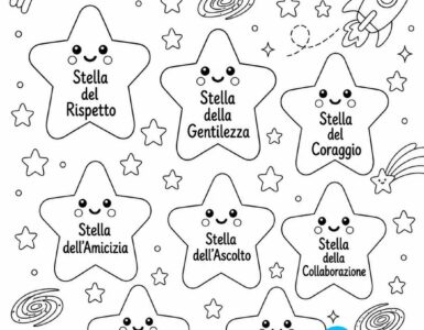 Accoglienza Spazio da colorare 3 cartello ognuno di noi e una stella