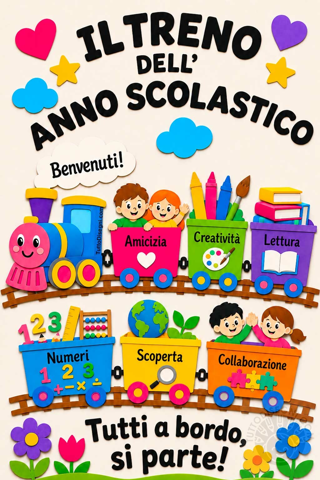 Il treno dell’anno scolastico: cartellone a colori da stampare 1 il treno dell anno scolastico 1