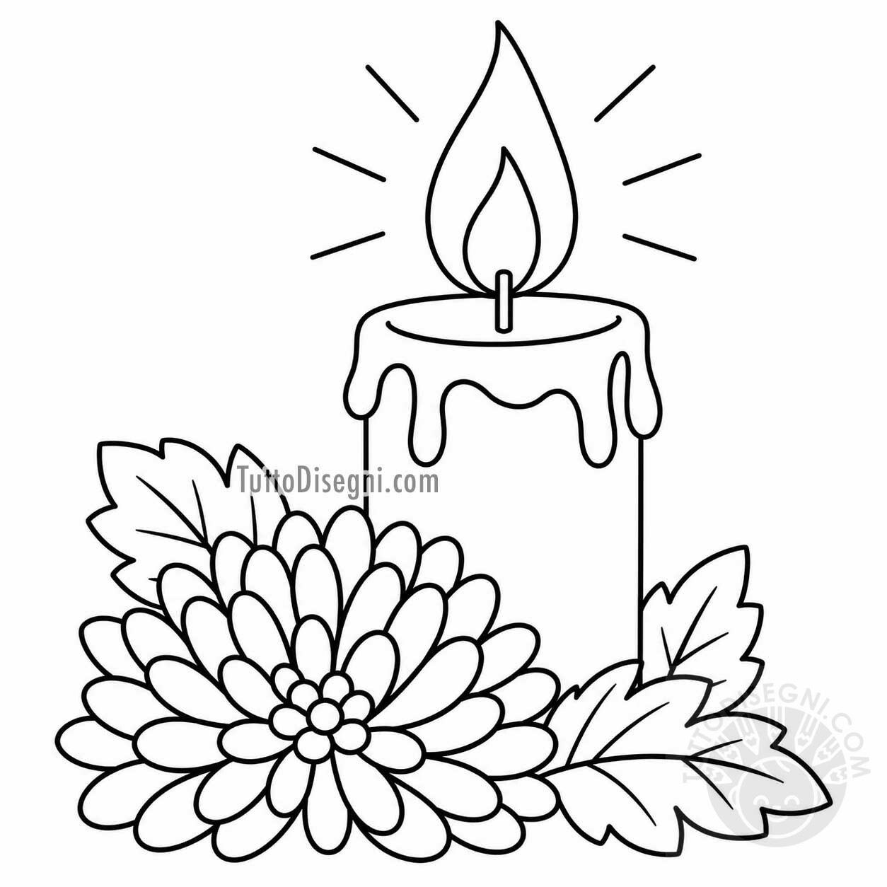 Candela accesa per i Defunti da colorare 1 candela accesa per i defunti