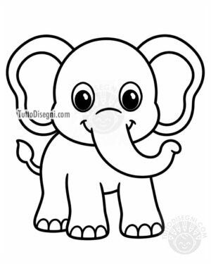 Elefante disegno facile 1 Elefante disegno facile da stampare