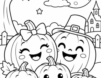 Famiglia di Zucche Felici da Colorare 2 famiglia di zucche felici da colorare