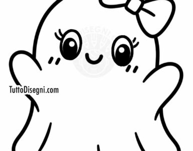 Fantasma con fiocco da colorare 2 fantasma kawaii con fiocco