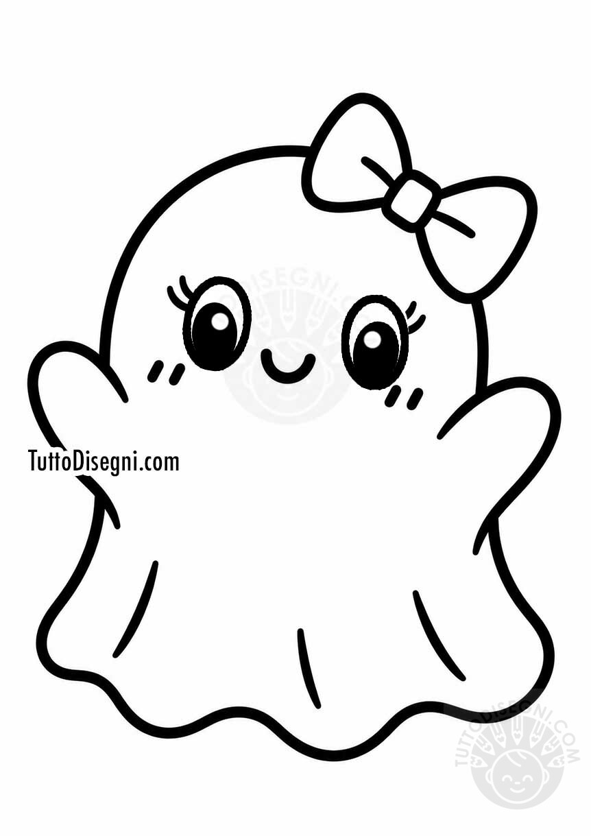 Fantasma con fiocco da colorare
