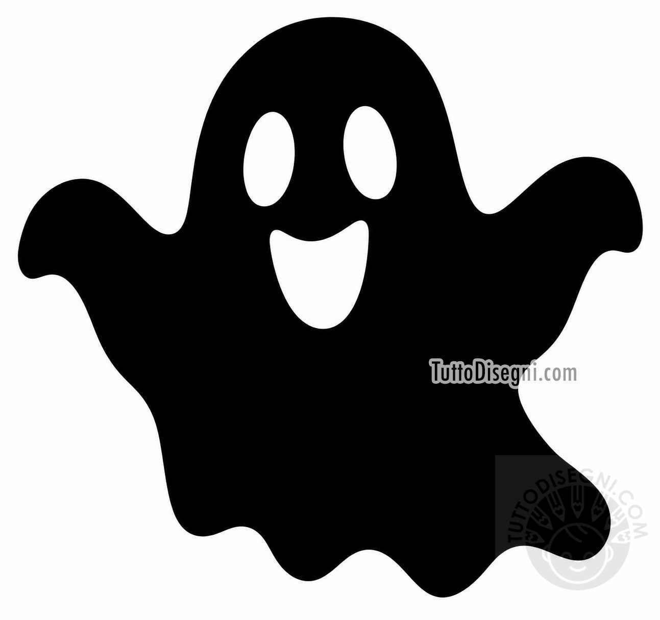 Fantasma silhouette da stampare 1 Fantasma silhouette nero con occhi e bocca bianchi