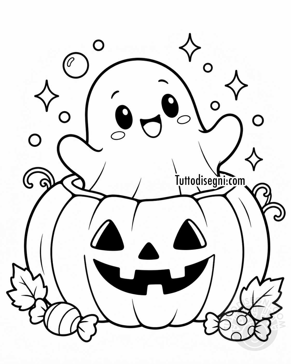 fantasmino con zucca di halloween