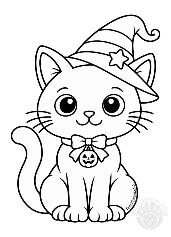 Gatto nero di Halloween da colorare
