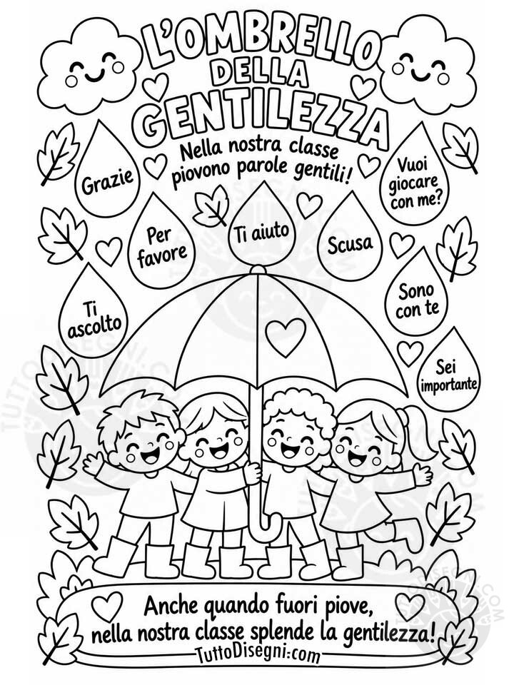 ombrello della gentilezza da colorare